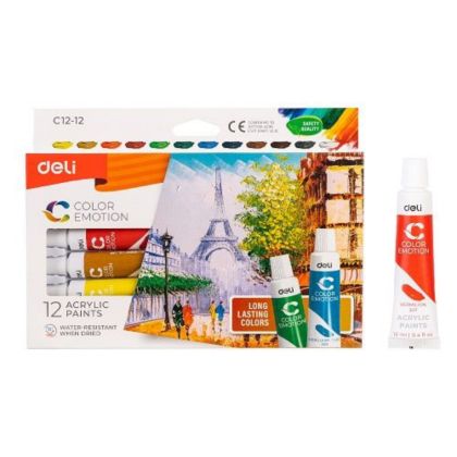 Акрилни бои Deli Acrilic EC12-12 12цв.12мл.