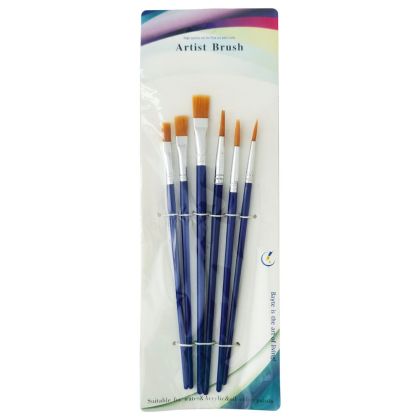 Четки за рисуване комплект 6 бр. 3 обли и 3 плоски