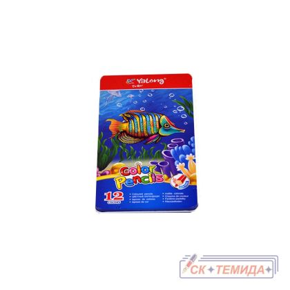 Цветни моливи 12цв. дълги в метална кутия  815029-12
