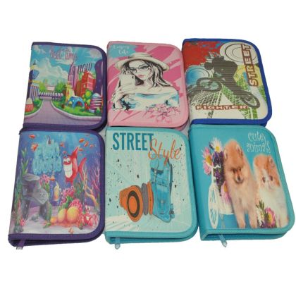Несесер 1 цип празен разгъващ 12 картинки микс