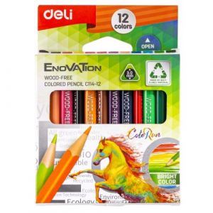 Цветни моливи Deli Enovation mini EC114-12 триъгълно тяло