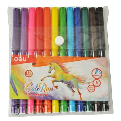 Флумастери 12 цв. Deli Colorun в PVC опак. 10003