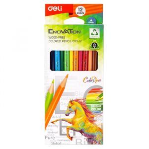 Цветни моливи 12цв.  Deli Enovation 113-12 триъгълно тяло