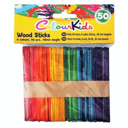 Пръчици дървени 50бр. 6 цвята 95мм Colour Kids