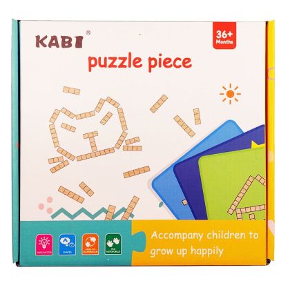 Дървена играчка пъзел фигури на картон 500939