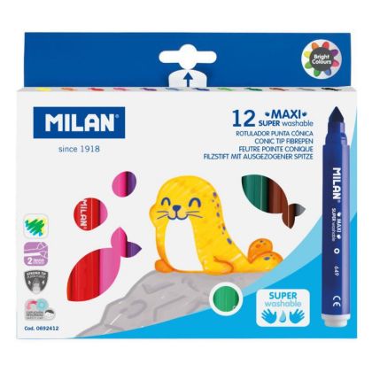 Флумастери Милан 12цв. Maxi Super Washable 0692412
