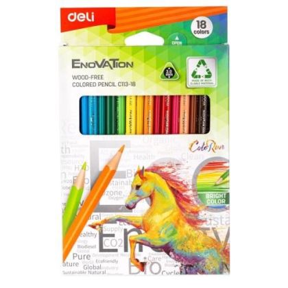 Цветни моливи 18цв. Deli Enovation 113-18 триъгълно тяло