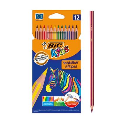Цветни моливи Бик 12цв. дълги Еволюшън Stripes 99102