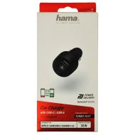 Зарядно за кола Hama 12-24V USB-C, USB